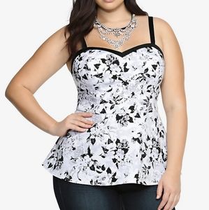 TORRID FLORAL PRINT PEPLUM TOP